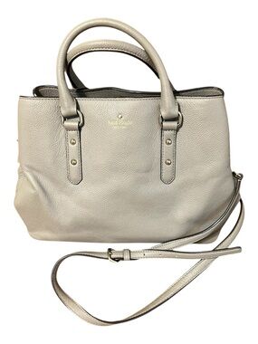 Kate Spade Pebbled Leather Satchel in Light Beige Gray